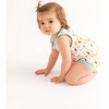 Ice Cream Parlor Varsity Bubble Romper, White - Rompers - 3
