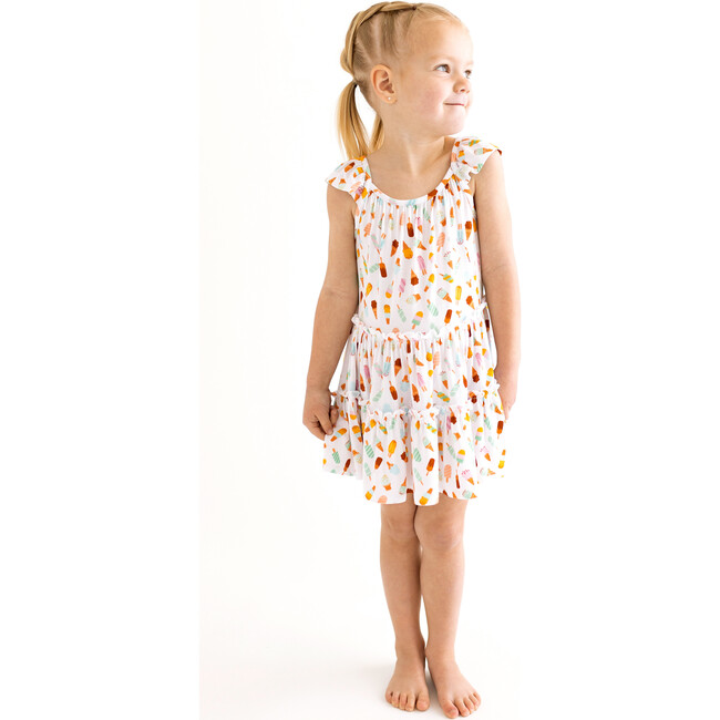 Ice Cream Parlor Tiered Flutter Sleeve Dress, White - Dresses - 2