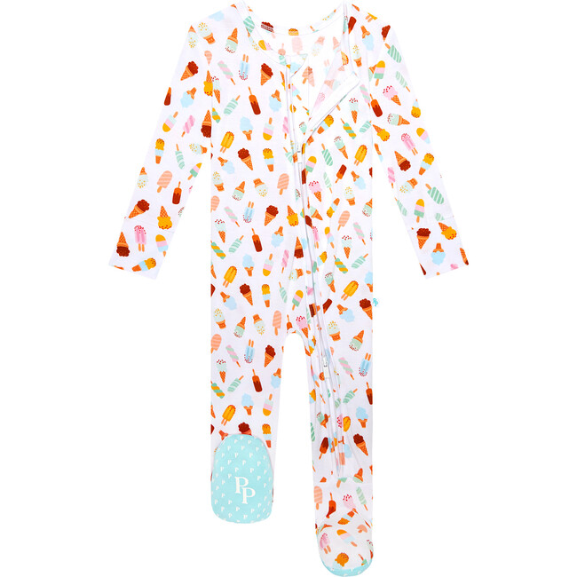 Ice Cream Parlor Footie Zippered One Piece, White - Footie Pajamas - 2