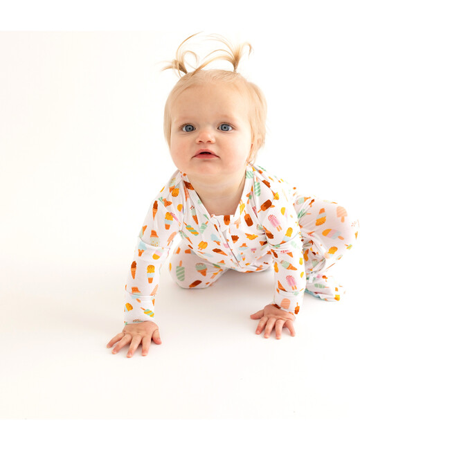 Ice Cream Parlor Footie Zippered One Piece, White - Footie Pajamas - 3