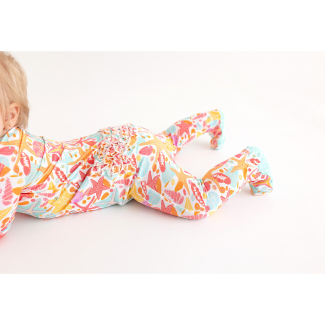 Sandy Footie Ruffled Zippered One Piece, White - Footie Pajamas - 4
