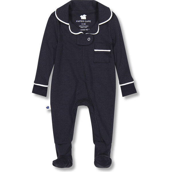 Classic Pajama Footie, Navy - Paper Cape Sleepwear | Maisonette