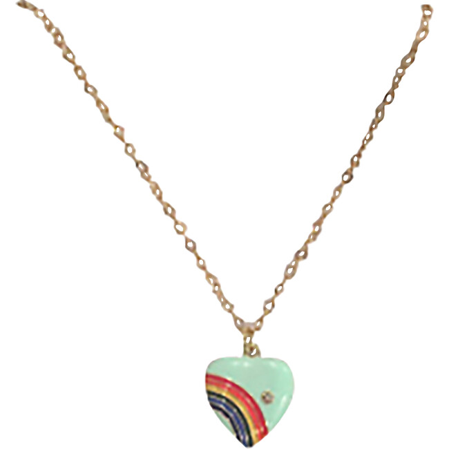 Retro Rainbow Heart Necklace MINT - Necklaces - 1