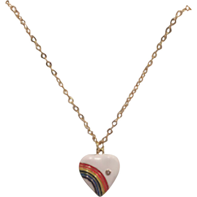 Retro Rainbow Heart Necklace WHITE - Necklaces - 1