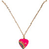 Retro Rainbow Heart Necklace HOT PINK - Necklaces - 1 - thumbnail