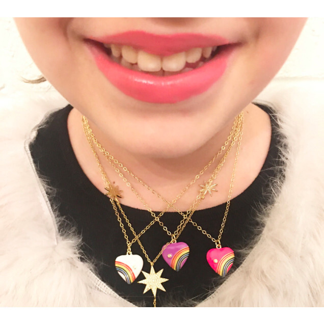 Retro Rainbow Heart Necklace HOT PINK - Necklaces - 2