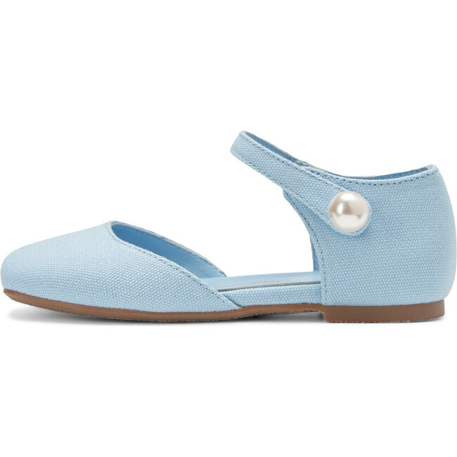 Libby Square Toe Canvas And Pearl Leather Strap Sandals, Blue Total