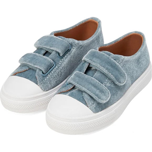 Jessie Double Velcro Strap Velvet Sneakers, Blue - Sneakers - 2