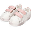 Maeve Old School Double Velcro Strap Leather Sneakers, White And Pink Total - Sneakers - 2