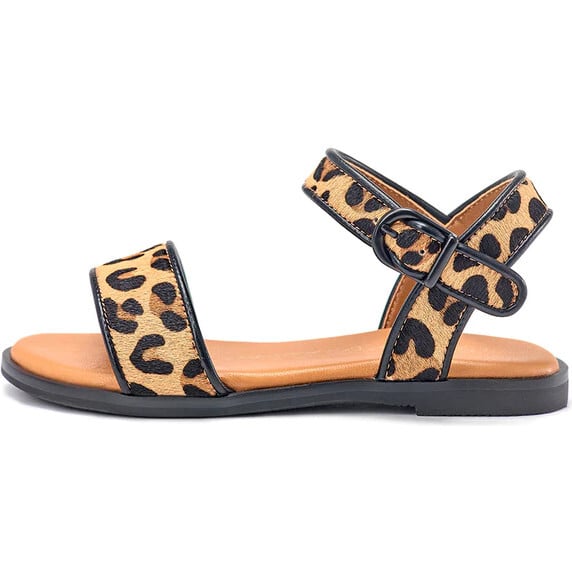 Simone Adjustable Ankle Strap Utility Leather Sandals, Animal Print
