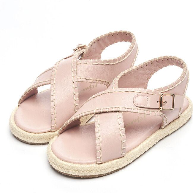 Zella Braided Platform Cross Strap Leather Sandals, Pink Total