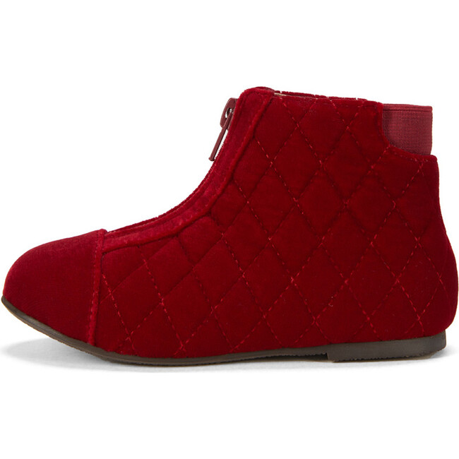 Nicole Quilted Velvet Zipped Ankle Boots, Red Total