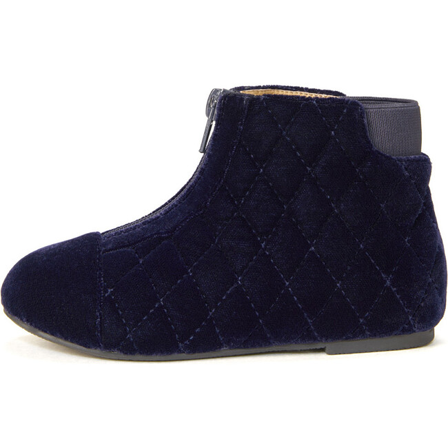 Nicole Quilted Velvet Zipped Ankle Boots, Navy Total