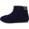 Nicole Quilted Velvet Zipped Ankle Boots, Navy Total - Boots - 1 - thumbnail