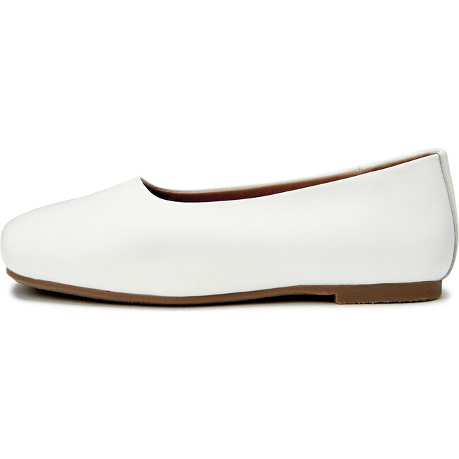 Ember Square Toe Leather Flats, White Total