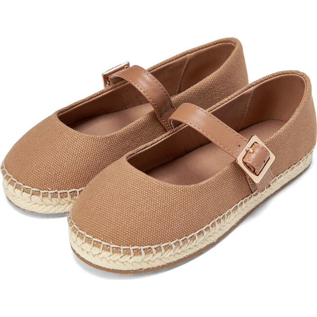 Nelly Round Toe Leather Strap Canvas Shoes, Beige Total - Mary Janes - 2