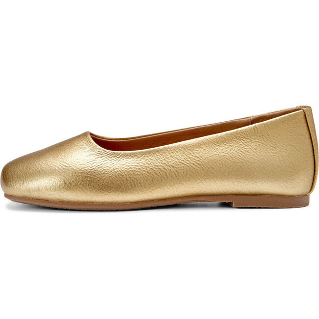 Ember Square Toe Leather Flats, Gold Total