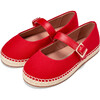 Nelly Round Toe Leather Strap Canvas Shoes, Red Total - Mary Janes - 2