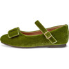 Ellen Minimalistic Bow Velvet Mary Janes, Green - Mary Janes - 1 - thumbnail