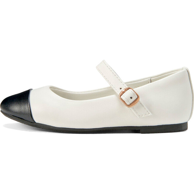 Bebe Leather 2.0 Pointed Toe Ballet Flat, White And Black