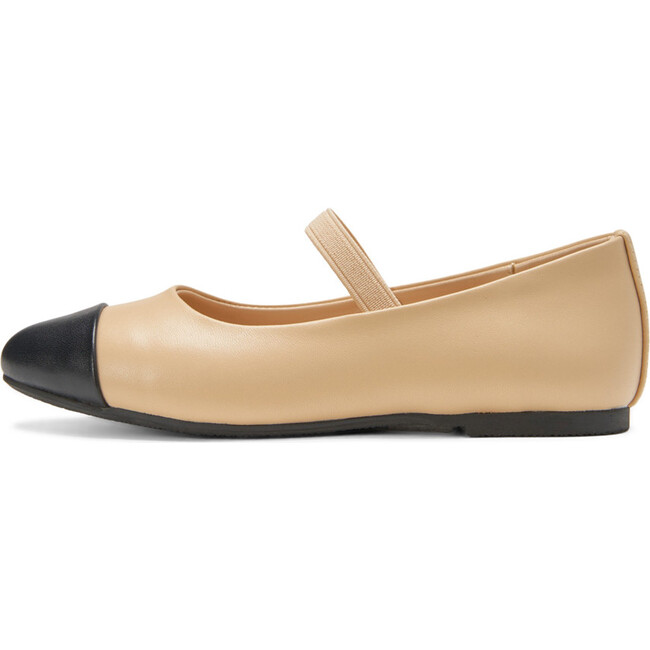 Bebe Leather 3.0 Pointed Toe Ballet Flats, Beige And Black Total