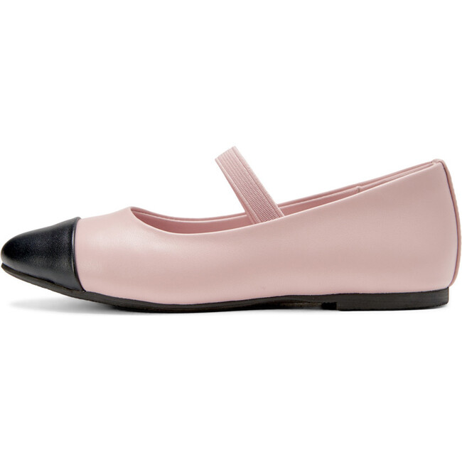 Bebe Leather 3.0 Pointed Toe Ballet Flats, Pink And Black Total