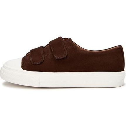 Jessie Double Velcro Strap Suede Sneakers, Chocolate Total