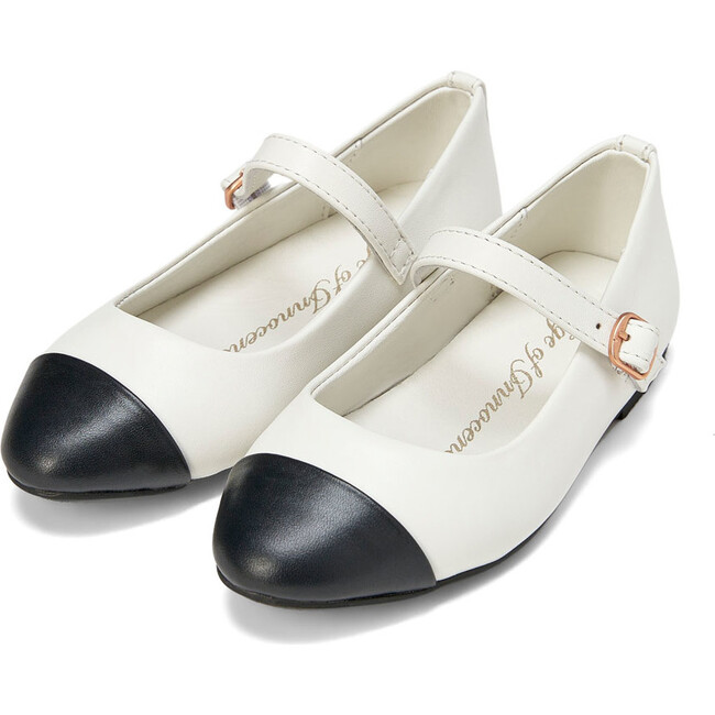 Bebe Leather 2.0 Pointed Toe Ballet Flat, White And Black - Mary Janes - 2