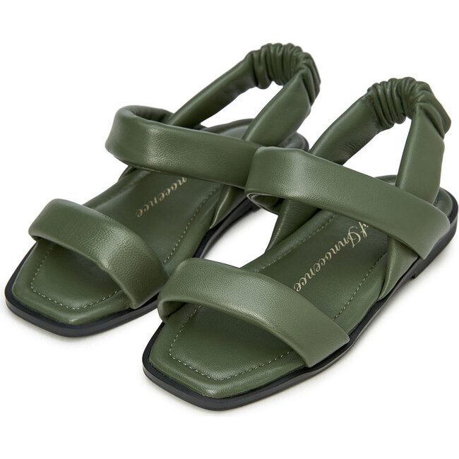 Anouk Square Toe Elastic Slingback Straps Sandals, Khaki Total - Sandals - 2