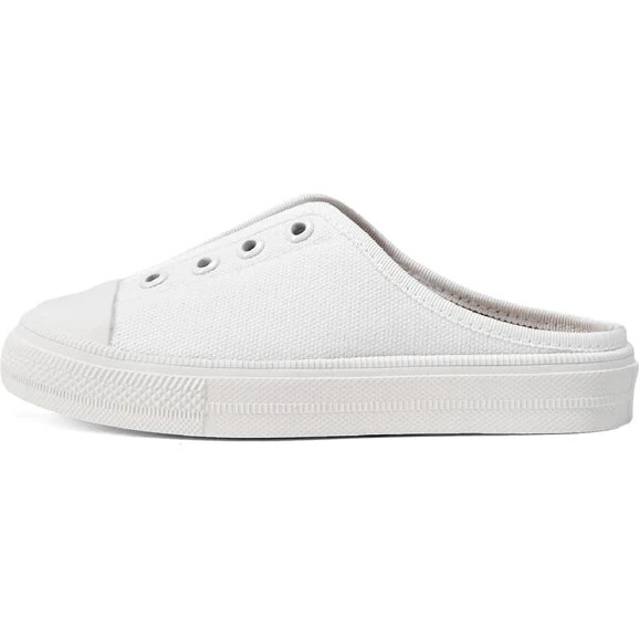 Alex 2.0 Backless Round Toe Canvas Sneakers, White Total