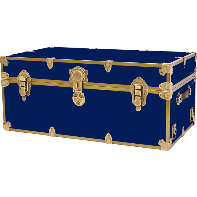 Embossed Vinyl Trunk Large, Royal With Antique Brass Trim