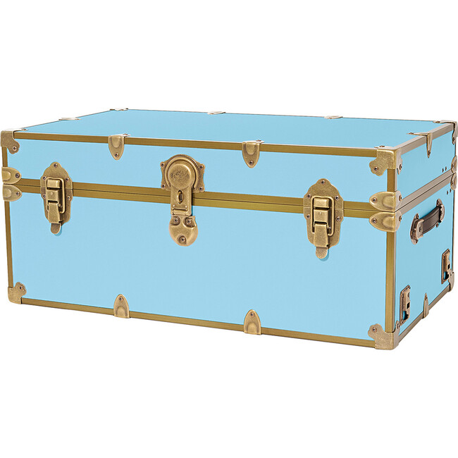 Embossed Vinyl Trunk Large, Sky With Antique Brass Trim