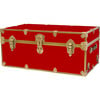 Embossed Vinyl Trunk Large, Red With Antique Brass Trim - Storage - 1 - thumbnail