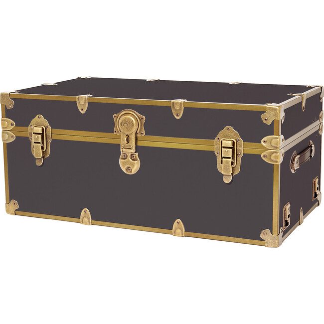 Embossed Vinyl Trunk Large, Slate With Antique Brass Trim