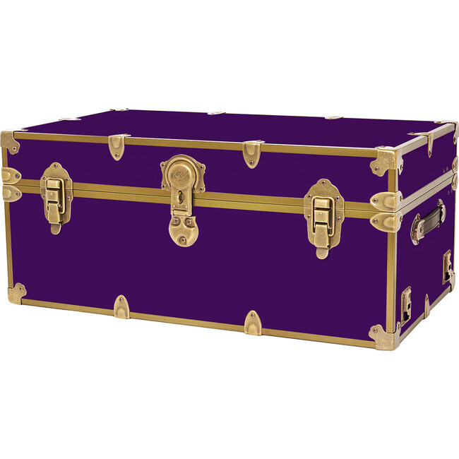 Embossed Vinyl Trunk Large, Purple With Antique Brass Trim