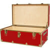 Embossed Vinyl Trunk Large, Red With Antique Brass Trim - Storage - 2