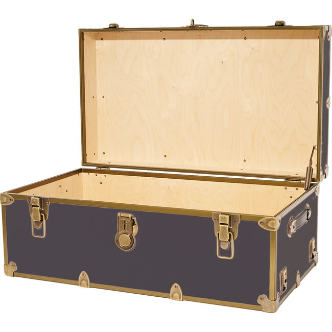 Embossed Vinyl Trunk Large, Slate With Antique Brass Trim - Storage - 2