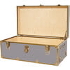 Embossed Vinyl Trunk Large, Gray With Antique Brass Trim - Storage - 2