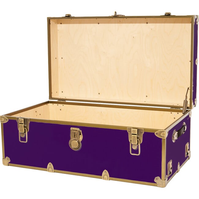 Embossed Vinyl Trunk Large, Purple With Antique Brass Trim - Storage - 2