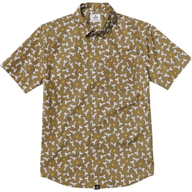 Men's Seaesta Surf X Peanuts Joe Cool  Button Up Shirts, Olive - Shirts - 1
