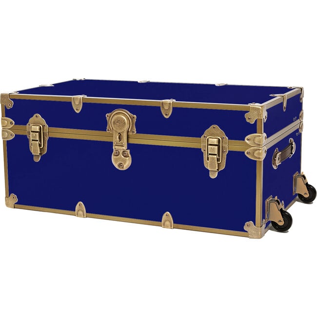 Embossed Vinyl Trunk Large, Royal With Antique Brass Trim - Storage - 4