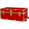 Embossed Vinyl Trunk Large, Red With Antique Brass Trim - Storage - 4