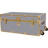 Embossed Vinyl Trunk Large, Gray With Antique Brass Trim - Storage - 4