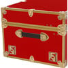 Embossed Vinyl Trunk Large, Red With Antique Brass Trim - Storage - 6