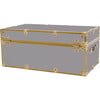 Embossed Vinyl Trunk Large, Gray With Antique Brass Trim - Storage - 5