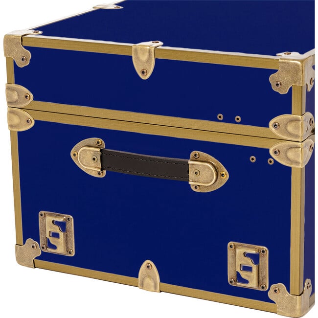 Embossed Vinyl Trunk Large, Royal With Antique Brass Trim - Storage - 6