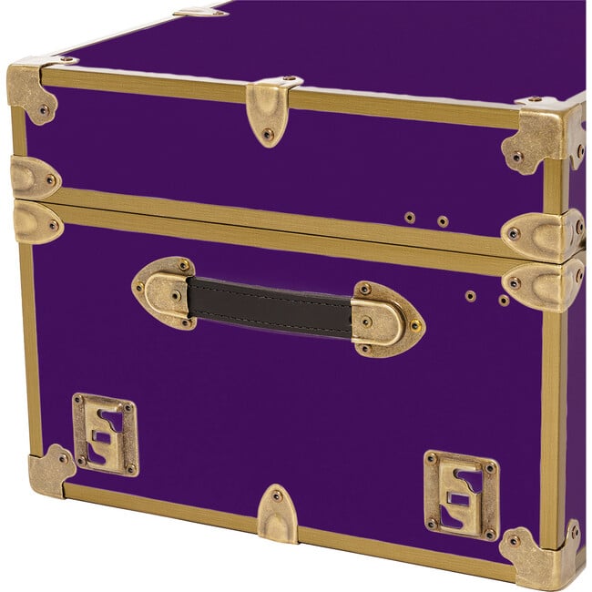 Embossed Vinyl Trunk Large, Purple With Antique Brass Trim - Storage - 6