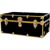 Embossed Vinyl Trunk Large, Black With Antique Brass Trim - Storage - 1 - thumbnail