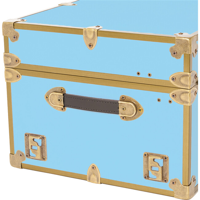 Embossed Vinyl Trunk Large, Sky With Antique Brass Trim - Storage - 6