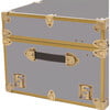 Embossed Vinyl Trunk Large, Gray With Antique Brass Trim - Storage - 6